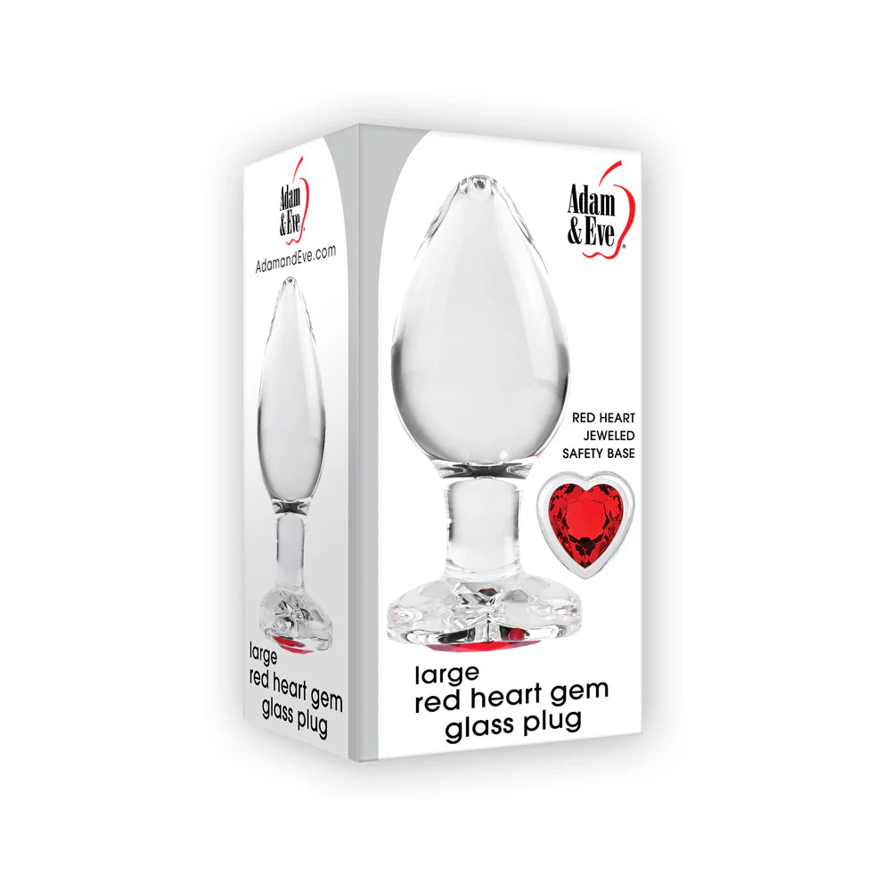 Large Red Heart Gem Glass Anal Plug