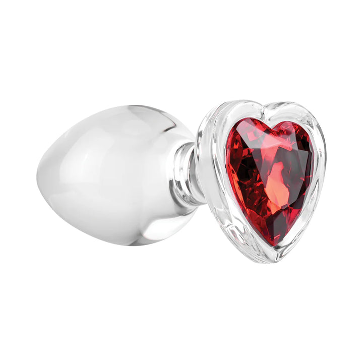 Large Red Heart Gem Glass Anal Plug