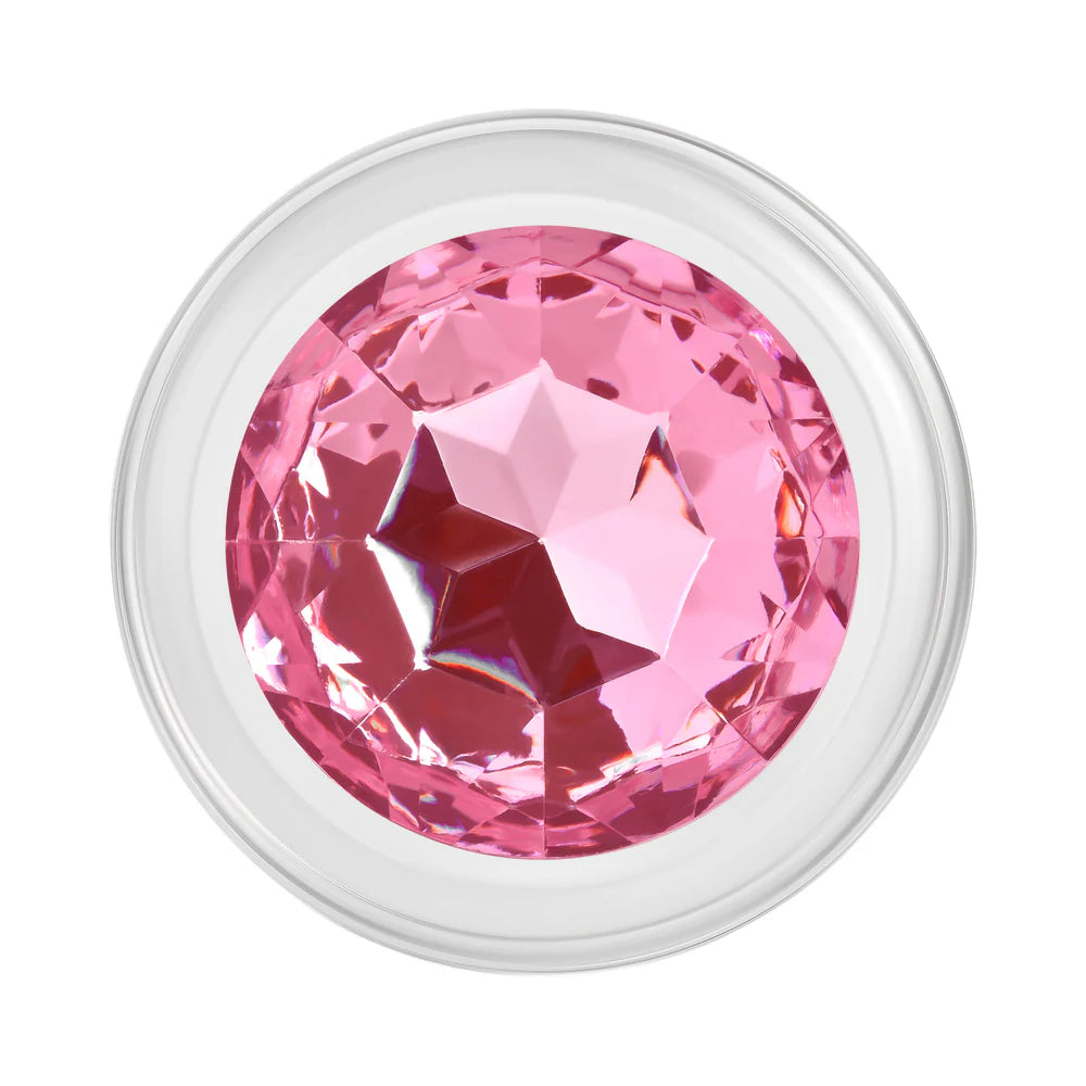 Medium Pink Gem Glass Anal Plug