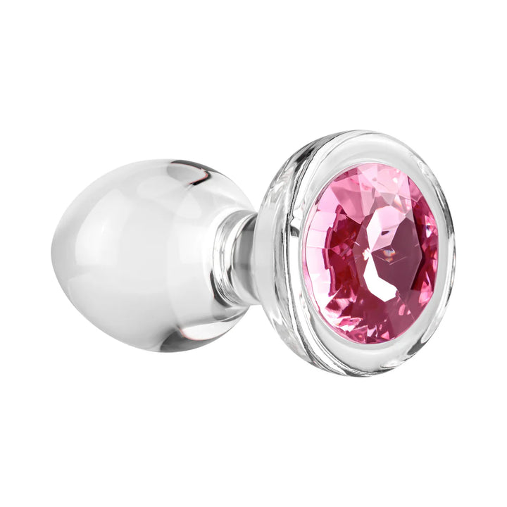 Medium Pink Gem Glass Anal Plug